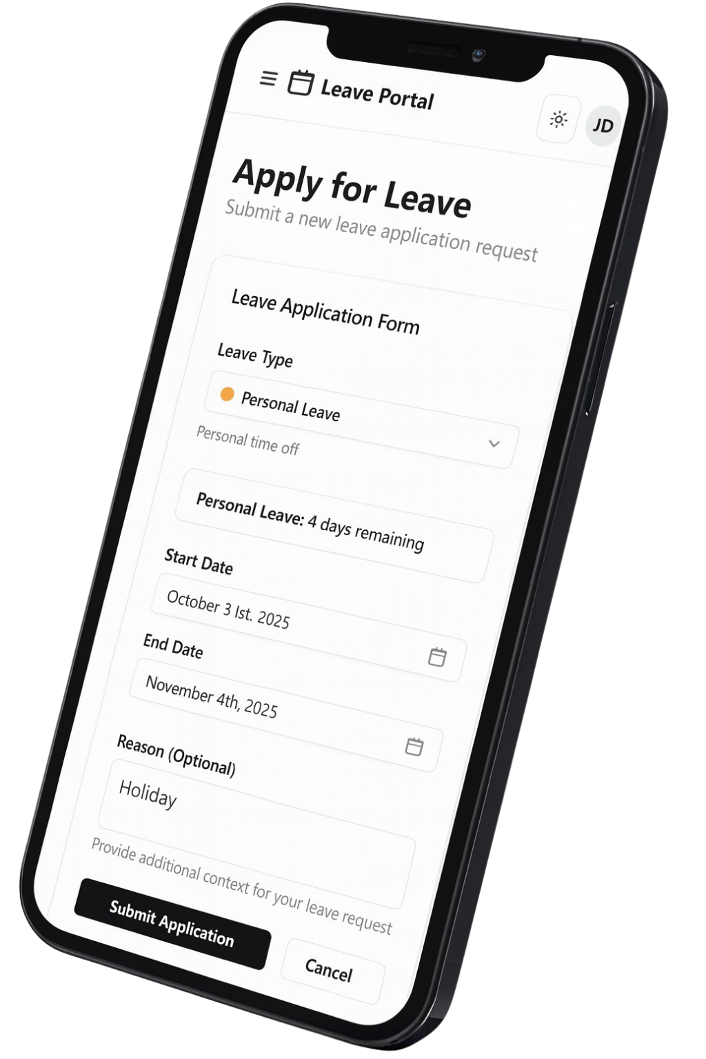 Employee self-service portal dashboard